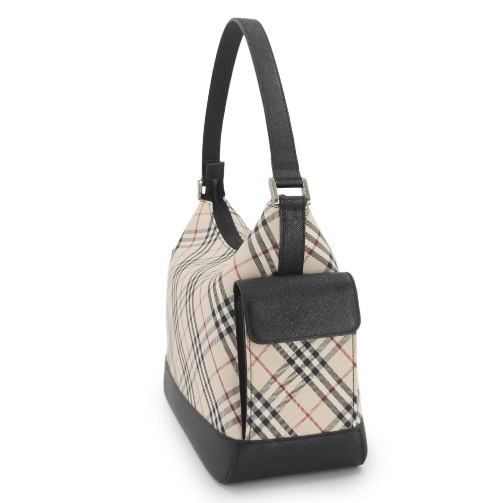 Burberry Nova Check Shoulder Bag Beige Tan Canvas Leather Black - Picture 3 of 9